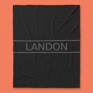 Customisable Text Bold Modern Black & Dark Grey Fleece Blanket
