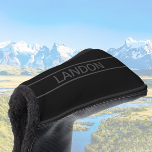 Customisable Text Bold Modern Black & Dark Grey Golf Head Cover