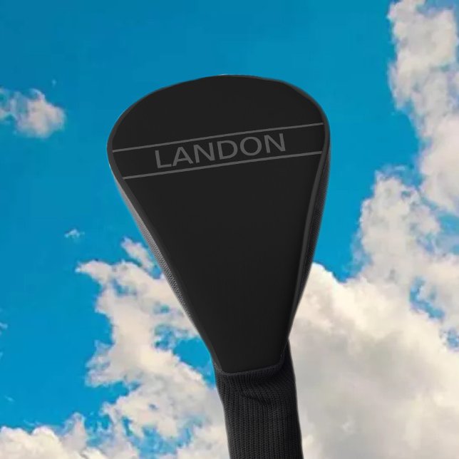 Customisable Text | Bold Modern Black & Dark Grey Golf Head Cover (Creator Uploaded)