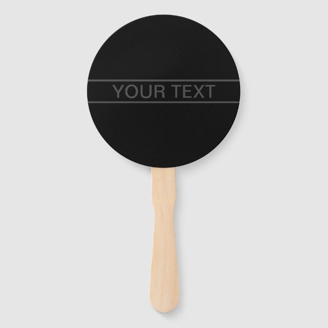 Customisable Text | Bold Modern Black & Dark Grey Hand Fan (Front)