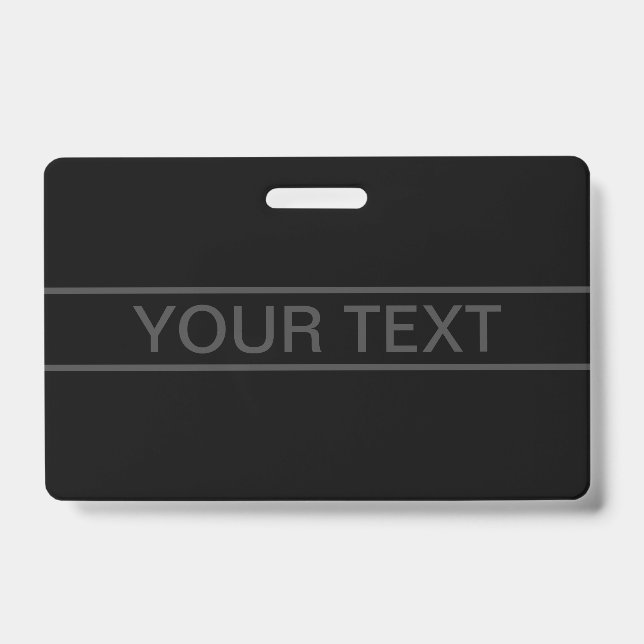Customisable Text | Bold Modern Black & Dark Grey ID Badge (Front)