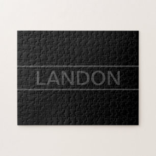 Customisable Text   Bold Modern Black & Dark Grey Jigsaw Puzzle