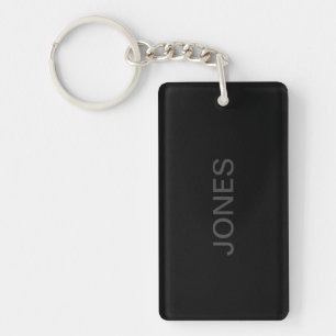 Customisable Text   Bold Modern Black & Dark Grey Key Ring
