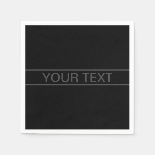 Customisable Text | Bold Modern Black & Dark Grey Napkin (Front)