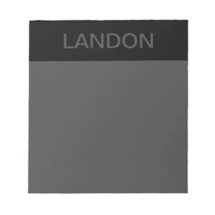 Customisable Text Bold Modern Black & Dark Grey Notepad