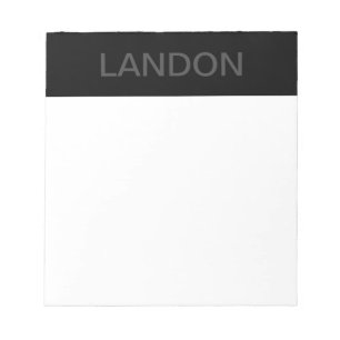 Customisable Text Bold Modern Black & Dark Grey Notepad