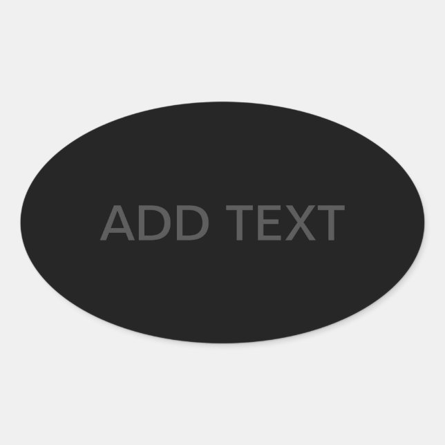 Customisable Text | Bold Modern Black & Dark Grey Oval Sticker (Front)