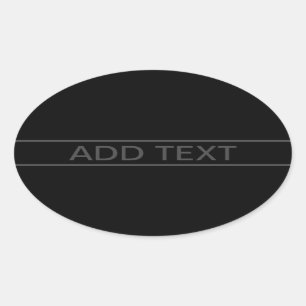 Customisable Text Bold Modern Black & Dark Grey Oval Sticker