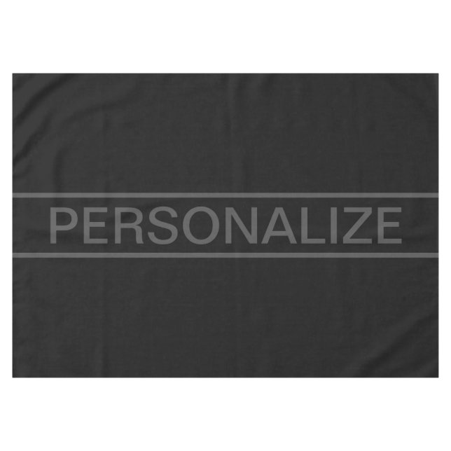 Customisable Text | Bold Modern Black & Dark Grey Tablecloth (Front (Horizontal))