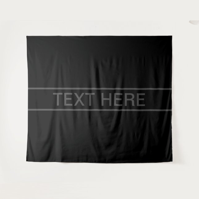 Customisable Text | Bold Modern Black & Dark Grey Tapestry (Front (Horizontal))