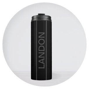 Customisable Text   Bold Modern Black & Dark Grey Thermal Tumbler