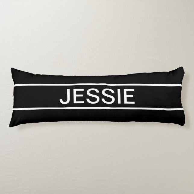 Customisable Text | Bold Modern Black & White Body Cushion (Front)