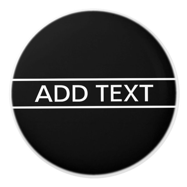 Customisable Text | Bold Modern Black & White Ceramic Knob (Front)