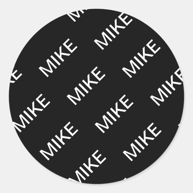 Customisable Text | Bold Modern Black & White Classic Round Sticker (Front)