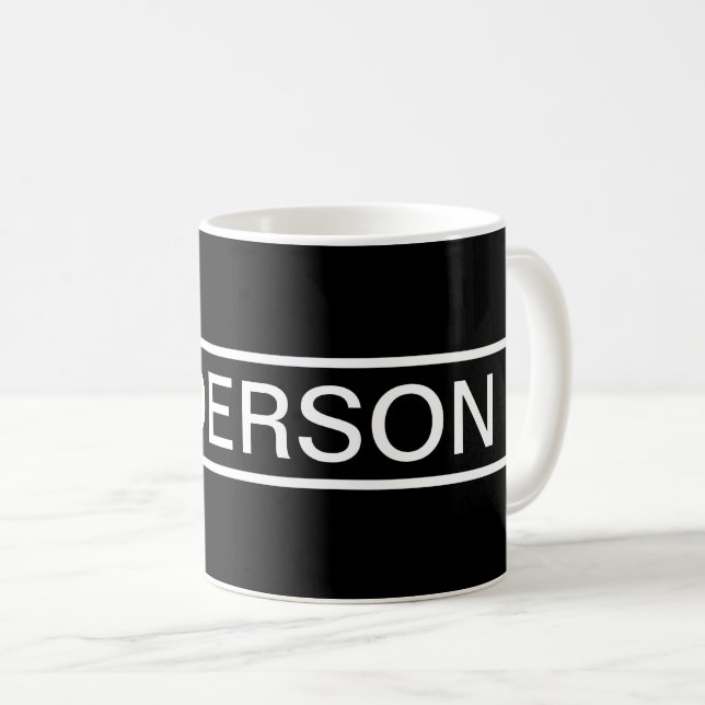 Customisable Text | Bold Modern Black & White Coffee Mug (Front Right)