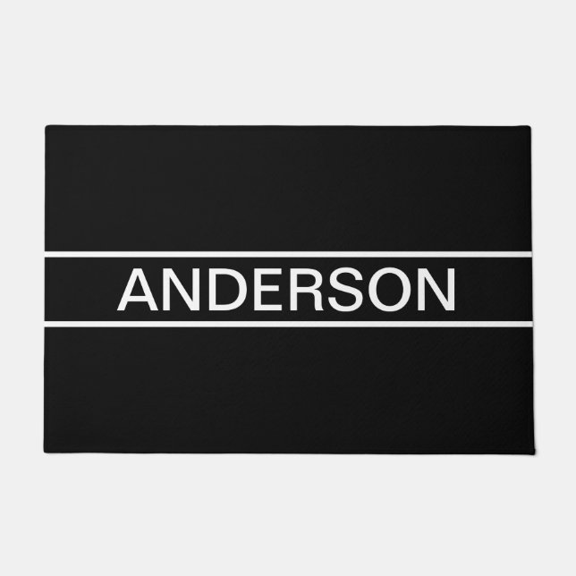 Customisable Text | Bold Modern Black & White Doormat (Front)