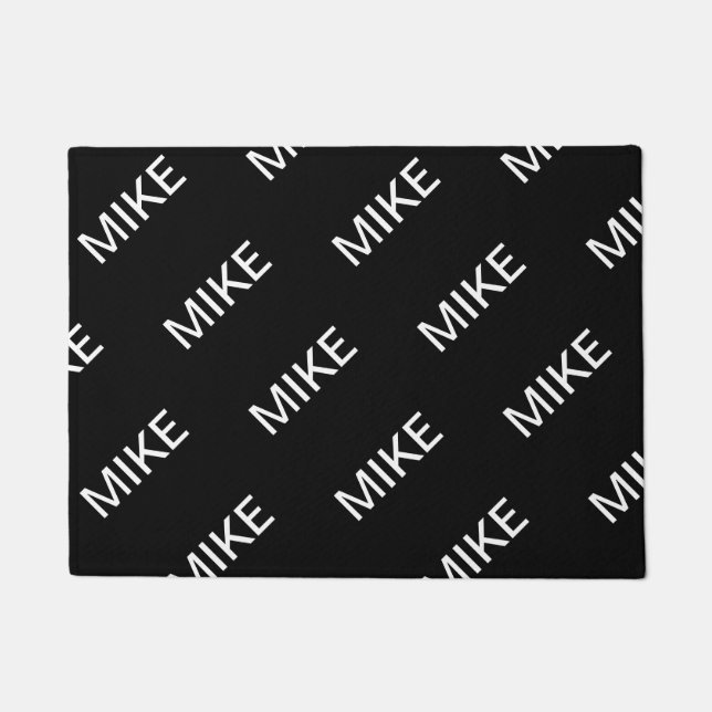 Customisable Text | Bold Modern Black & White Doormat (Front)