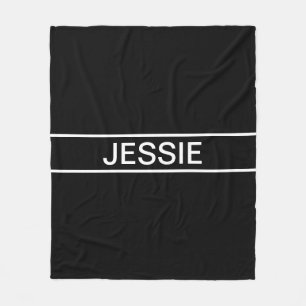 Customisable Text   Bold Modern Black & White Fleece Blanket