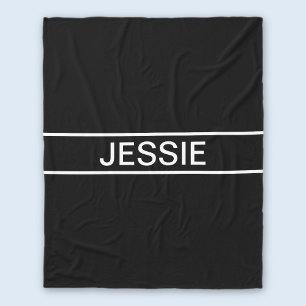 Customisable Text   Bold Modern Black & White Fleece Blanket