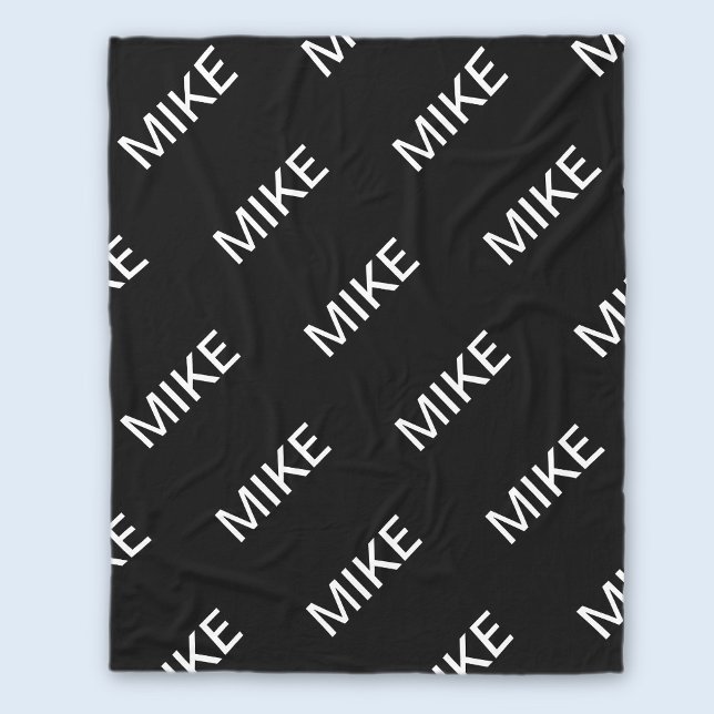 Customisable Text | Bold Modern Black & White Fleece Blanket (Creator Uploaded)