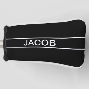 Customisable Text   Bold Modern Black & White Golf Head Cover
