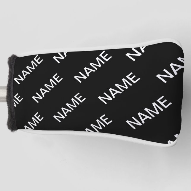 Customisable Text | Bold Modern Black & White Golf Head Cover (Front)