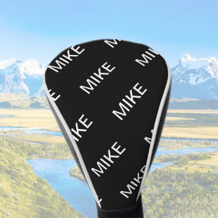 Customisable Text Bold Modern Black & White Golf Head Cover