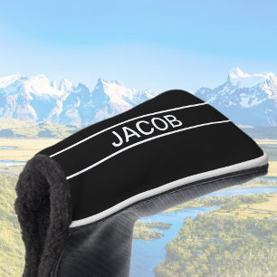 Customisable Text Bold Modern Black & White Golf Head Cover