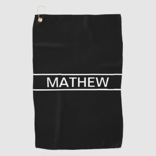 Customisable Text Bold Modern Black & White Golf Towel