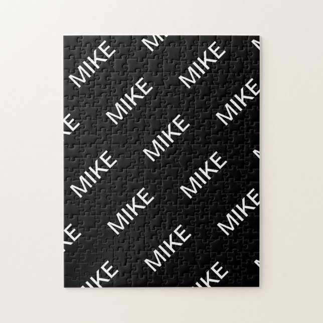 Customisable Text | Bold Modern Black & White Jigsaw Puzzle (Vertical)