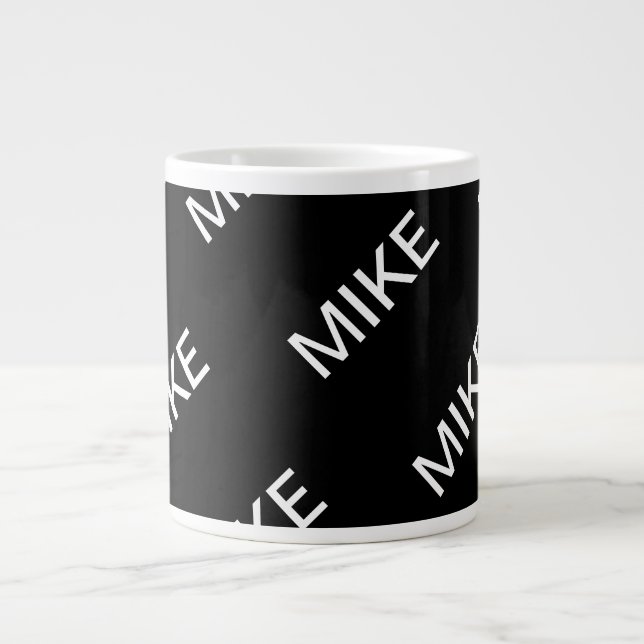 Customisable Text | Bold Modern Black & White Large Coffee Mug (Front)