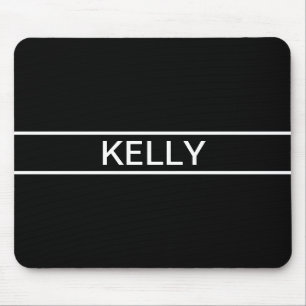 Customisable Text   Bold Modern Black & White Mouse Mat