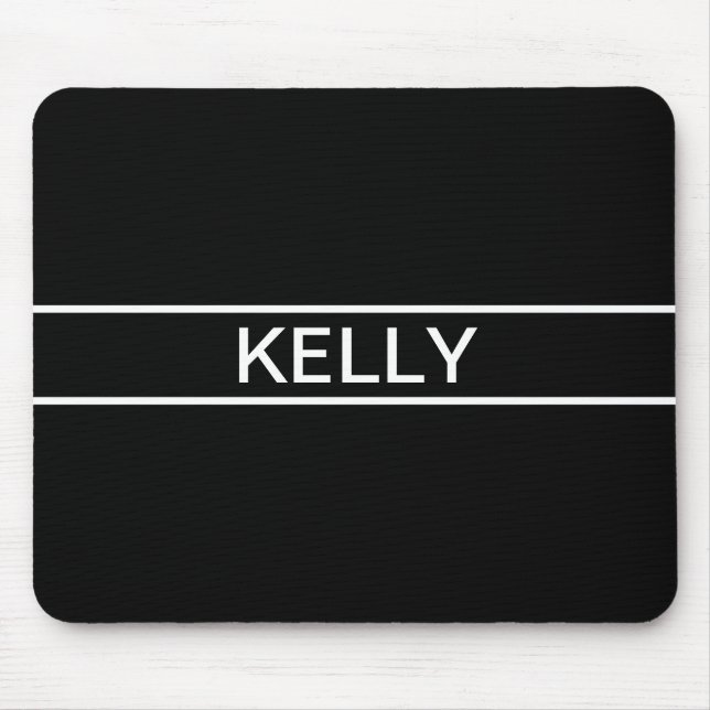 Customisable Text | Bold Modern Black & White Mouse Mat (Front)