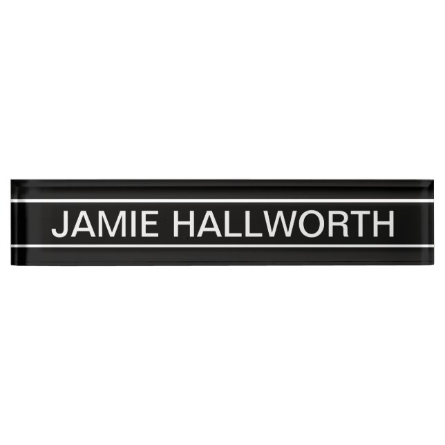 Customisable Text | Bold Modern Black & White Nameplate (Front)
