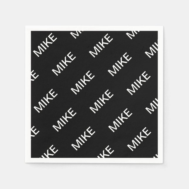Customisable Text | Bold Modern Black & White Napkin (Front)