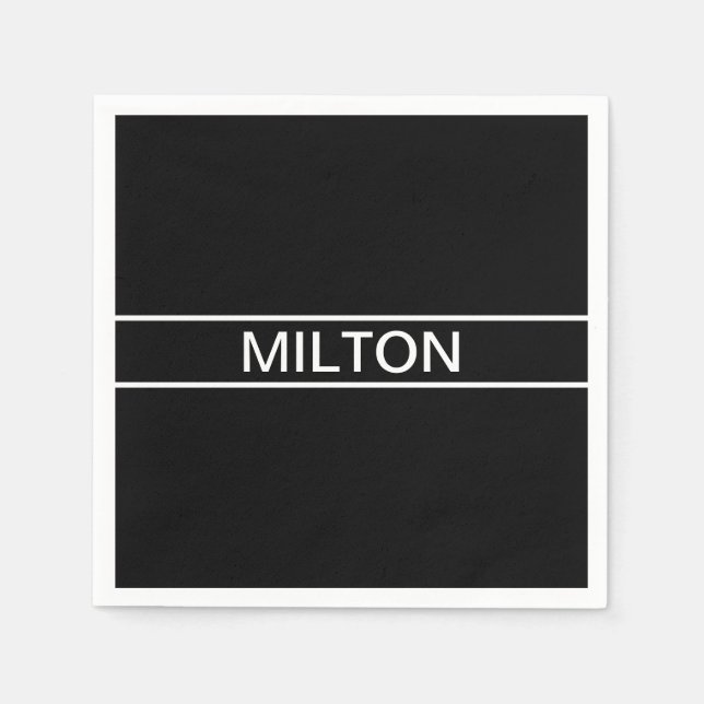 Customisable Text | Bold Modern Black & White Napkin (Front)