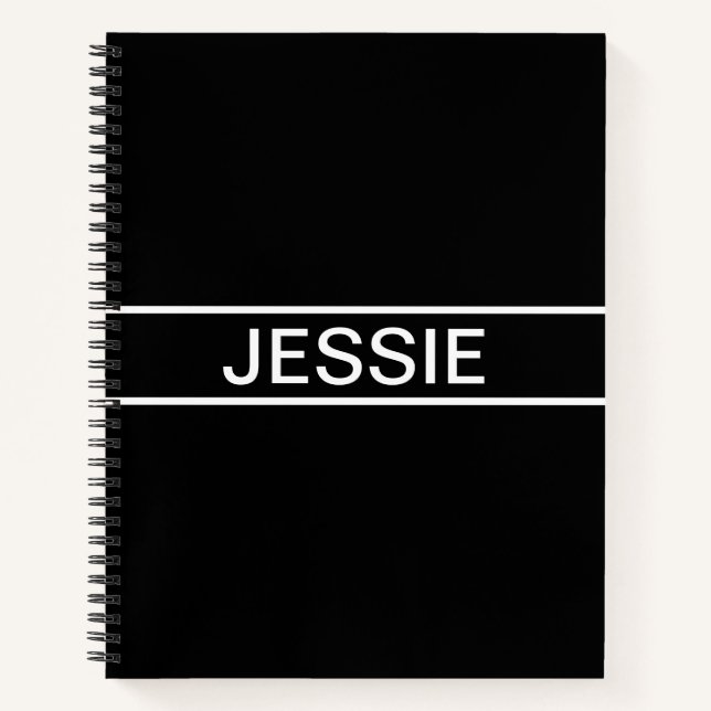 Customisable Text | Bold Modern Black & White Notebook (Front)