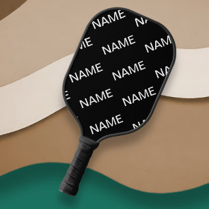 Customisable Text   Bold Modern Black & White Pickleball Paddle