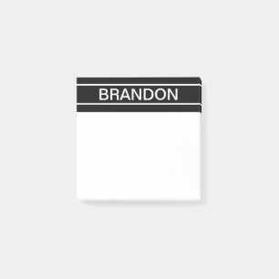 Customisable Text   Bold Modern Black & White Post-it Notes