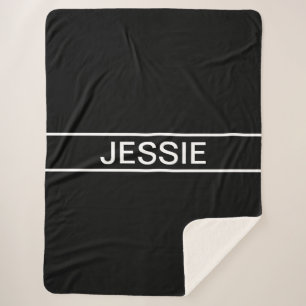 Customisable Text Bold Modern Black & White Sherpa Blanket