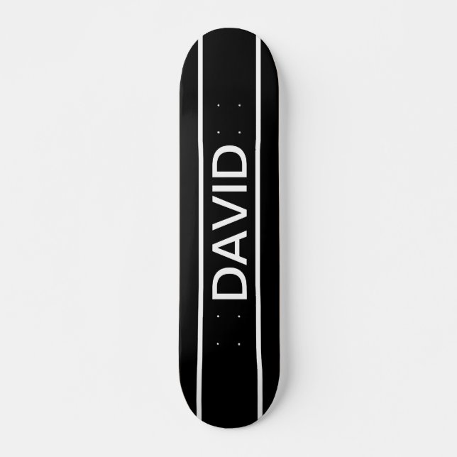 Customisable Text | Bold Modern Black & White Skateboard (Front)