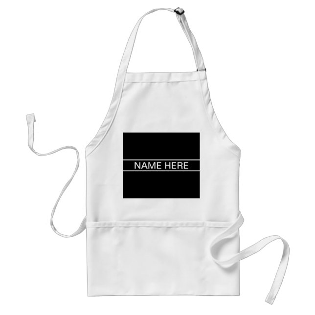 Customisable Text | Bold Modern Black & White Standard Apron (Front)