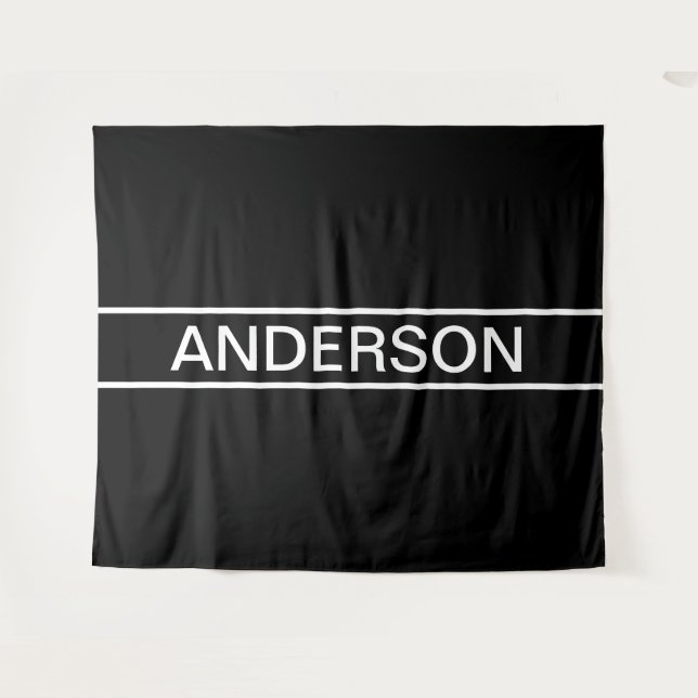 Customisable Text | Bold Modern Black & White Tapestry (Front (Horizontal))