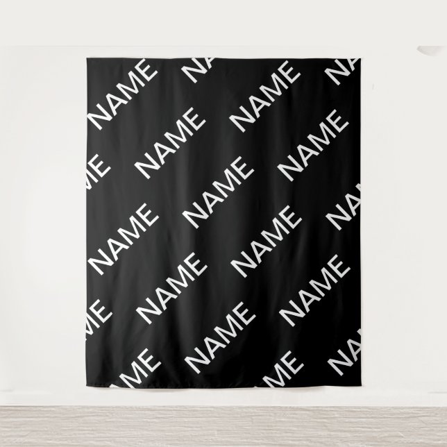 Customisable Text | Bold Modern Black & White Tapestry (Front)