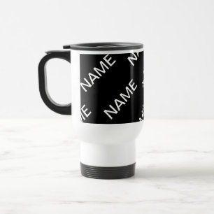 Customisable Text   Bold Modern Black & White Travel Mug