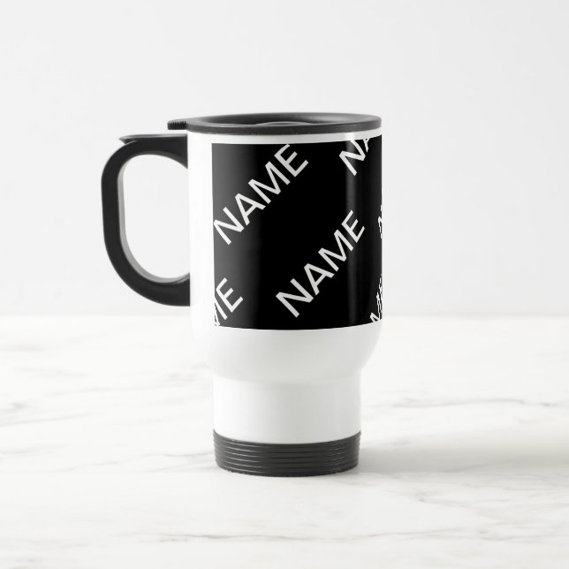 Customisable Text | Bold Modern Black & White Travel Mug (Left)