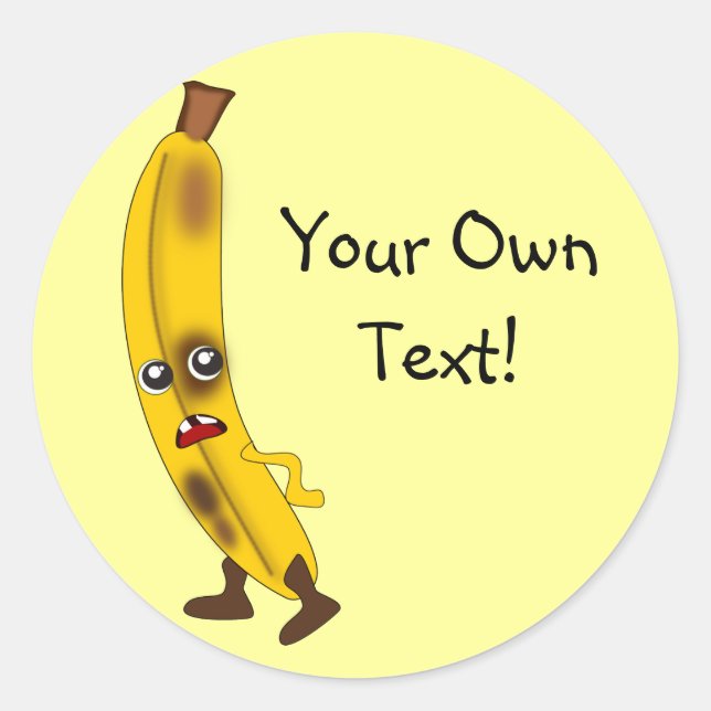 Customisable Text Cartoon Banana Classic Round Sticker (Front)