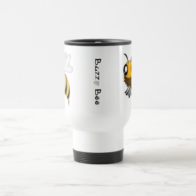 Customisable Text Cartoon Yellow Bee Drinkware Travel Mug (Center)