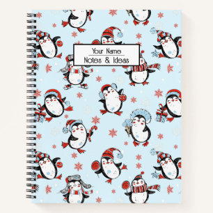 Customisable Text Christmas Penguin  Notebook