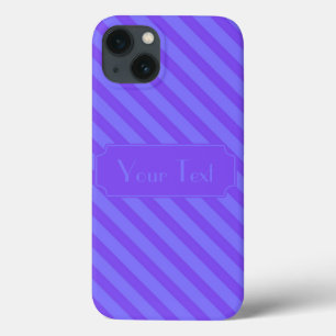 Customisable Text Diagonal Violet Purple Stripes iPhone 13 Case